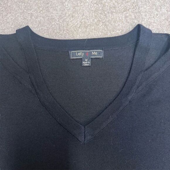EUC Lety and Me V-Neck Pullover Sweater Medium Black - Picture 3 of 6